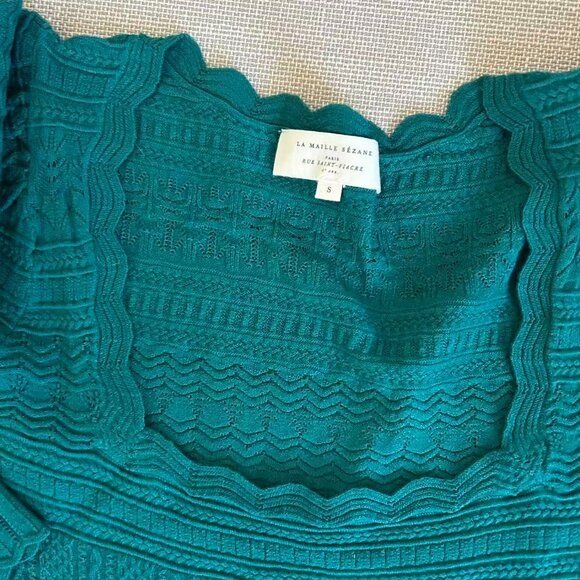 ✨ SALE EUC Sezane Hallie Mini Dress Small Green Knit French Elegant Causal - Picture 6 of 8